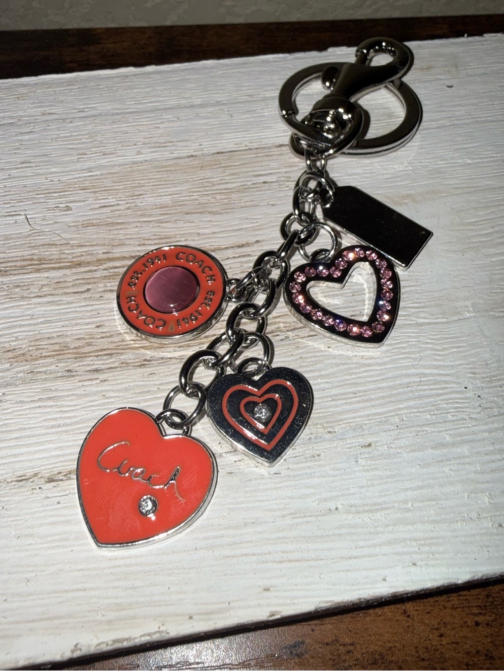 Coach “Like” Red and Pink Heart Purse Charm or Keychain